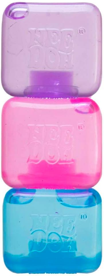Schylling NeeDoh Nice Ice Baby 4 Pack - Sensory Squeeze Toy - 1.5" Cube - Colors May Vary - Cozy Cube Squish
