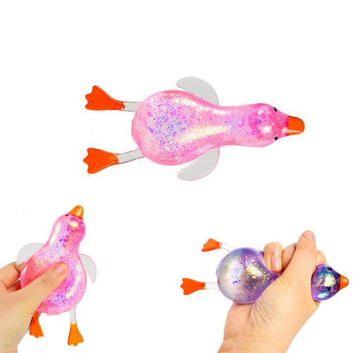 Glitter Duck Squeezes, Soft Cute Stress Relief Ball for Adults & Teens, Fun Decompression Duck Squishies Gift for Office Desk Party Favors Easter Basket Stuffer - Handy Cube