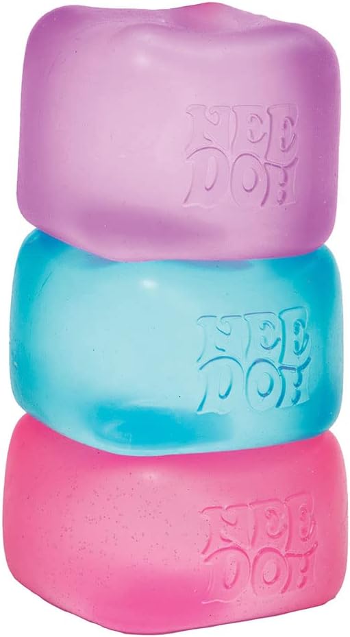 Schylling Needoh Nice Cube Sensory Toy with a Super Solid Squish - Always Returns to its Square Shape - Ages 3 and Up - 1 or 3 Pack Assorted Colours (Nice Cube, 1/3 Pack, Colours Chosen at Random) - Fresh Fidget Cube