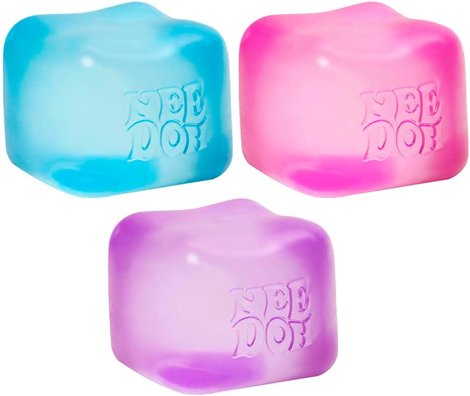 Schylling Needoh Nice Cube Sensory Toy with a Super Solid Squish - Always Returns to its Square Shape - Ages 3 and Up - 1 or 3 Pack Assorted Colours (Nice Cube, 1/3 Pack, Colours Chosen at Random) - Fresh Fidget Cube