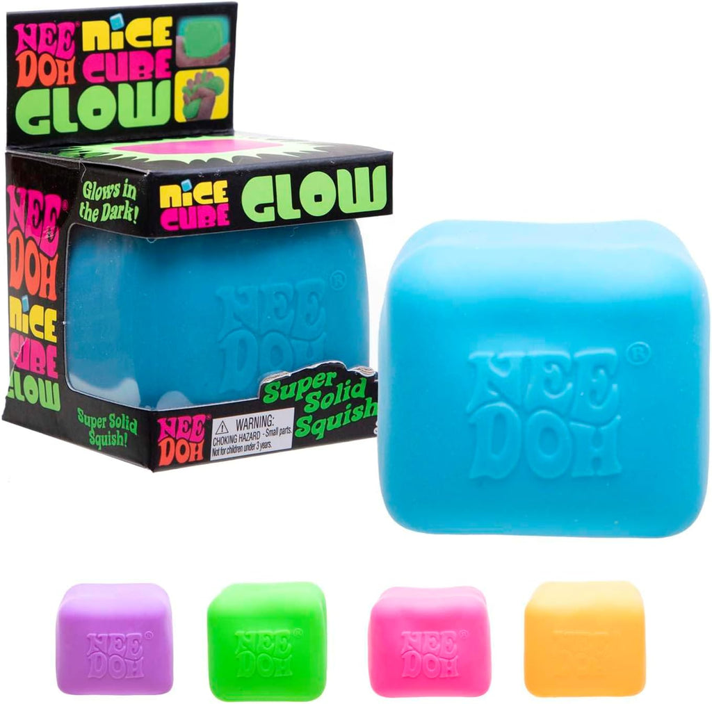 Schylling NeeDoh Nice Cube Glow - Squeeze Toy with a Super Solid Squish - Classic Cube Squish