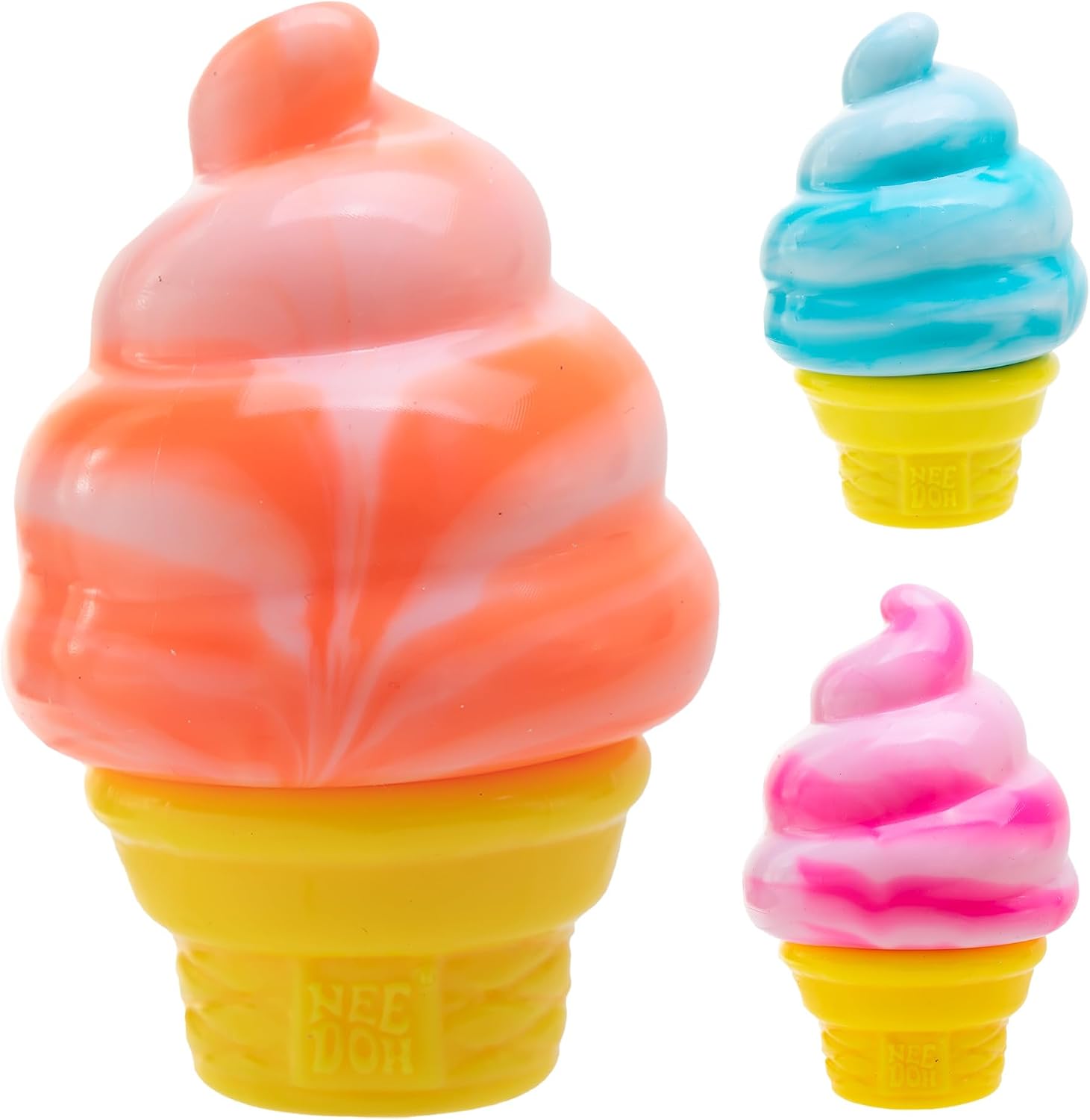 Needoh Nice Cream Cone - Sensory Squeeze Toy by Schylling - Smooth Cube Squish