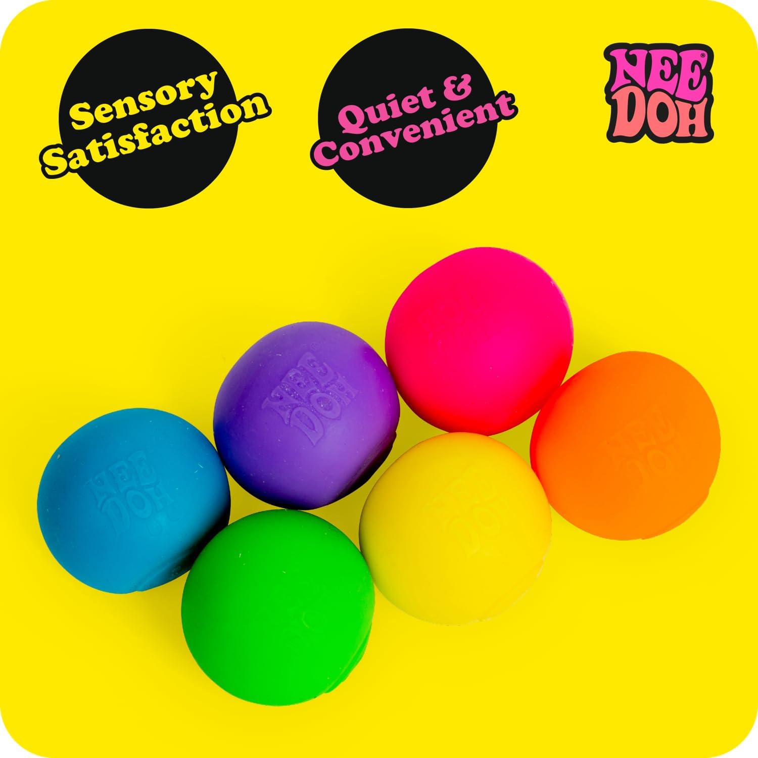 Schylling NeeDoh Rainboh Teenie - Sensory Squeeze Toy - Contains 6 Mini Groovy Globs - 1.5" Wide - Multicolored - Fun Travel Squish