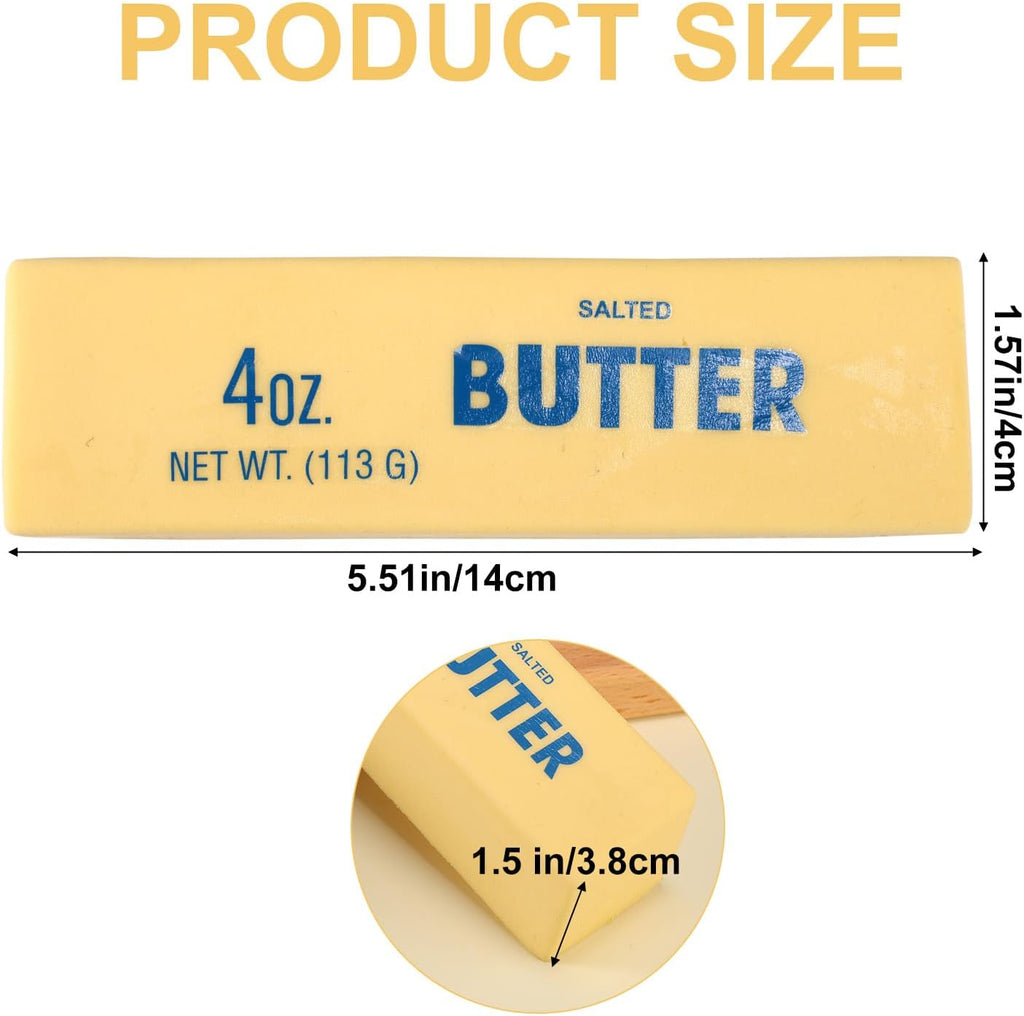 Butter Squeeze Squishy Toy, PU Material Butter Stick Slow Rising Squeeze Food Fidget Toy for Office School (Light Yellow) - Happy Cube Squish