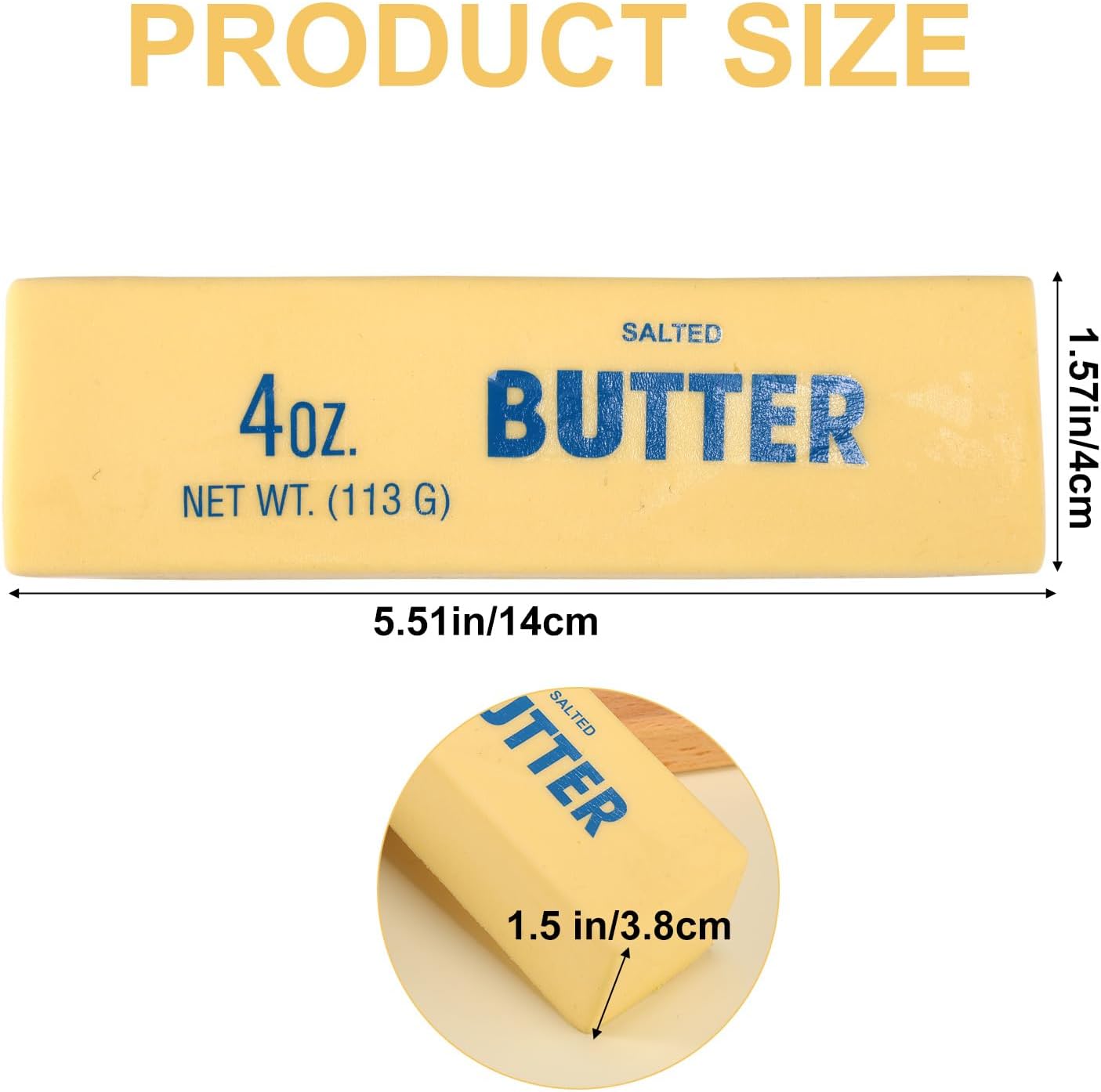 Butter Squeeze Squishy Toy, PU Material Butter Stick Slow Rising Squeeze Food Fidget Toy for Office School (Light Yellow) - Happy Cube Squish