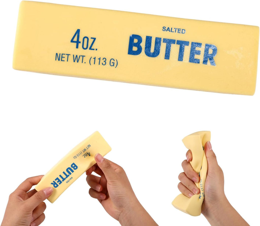 Butter Squeeze Squishy Toy, PU Material Butter Stick Slow Rising Squeeze Food Fidget Toy for Office School (Light Yellow) - Happy Cube Squish