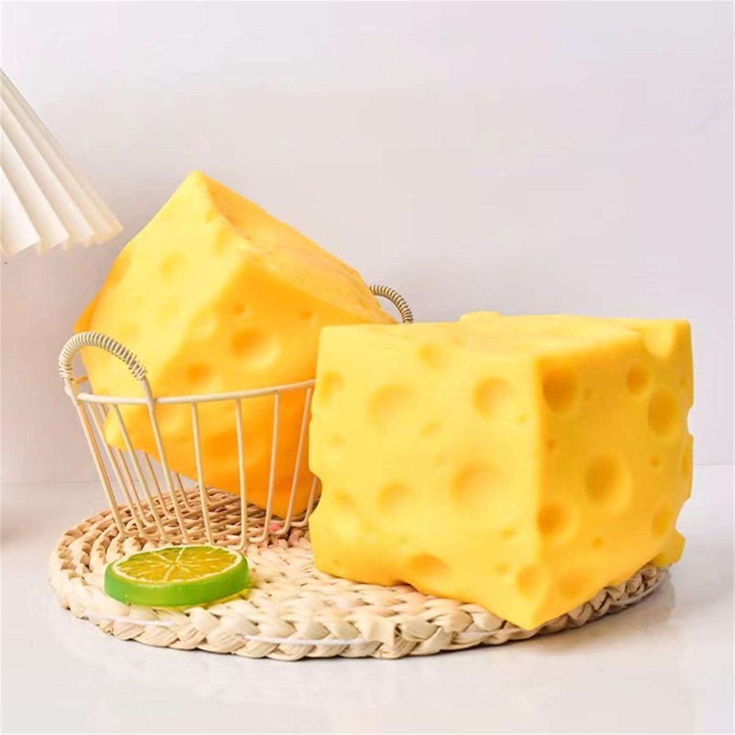 10cm Giant Cheese Squishy Toy,Slow-Rebound Shapeable Squeeze Ball, Realistic Sensory Fidget Toy,Sensory Fidget Toy for Stress Relief, Anxiety Relief Gift for Adults - Relaxing Snacktime Squish