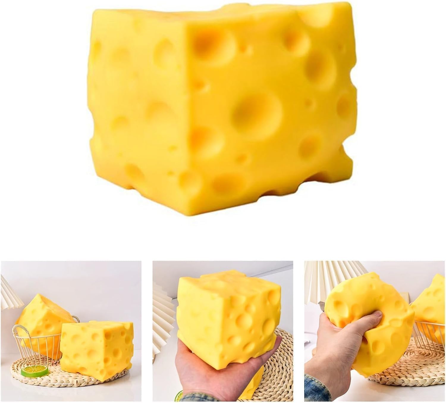 10cm Giant Cheese Squishy Toy,Slow-Rebound Shapeable Squeeze Ball, Realistic Sensory Fidget Toy,Sensory Fidget Toy for Stress Relief, Anxiety Relief Gift for Adults - Relaxing Play Treat