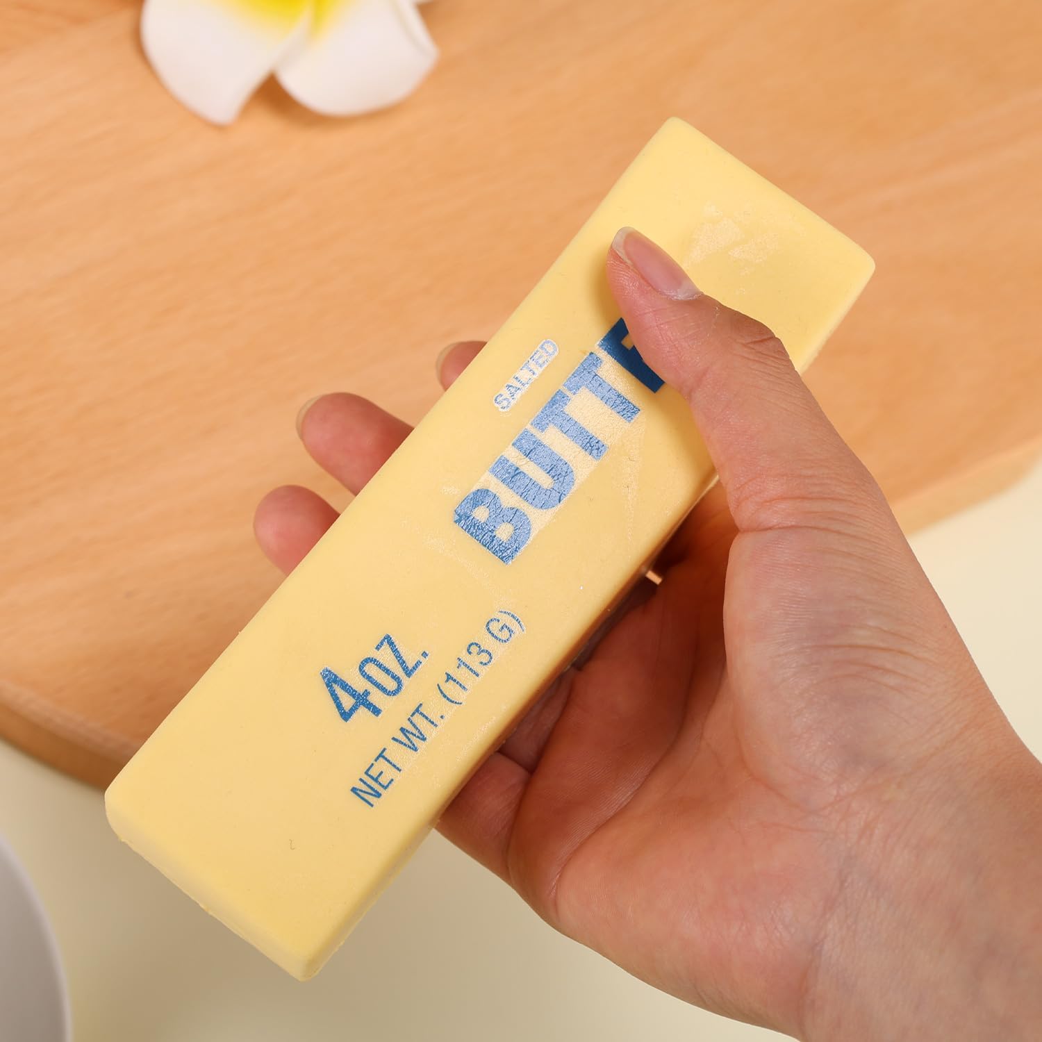 Butter Squeeze Squishy Toy, PU Material Butter Stick Slow Rising Squeeze Food Fidget Toy for Office School (Light Yellow) - Happy Cube Squish