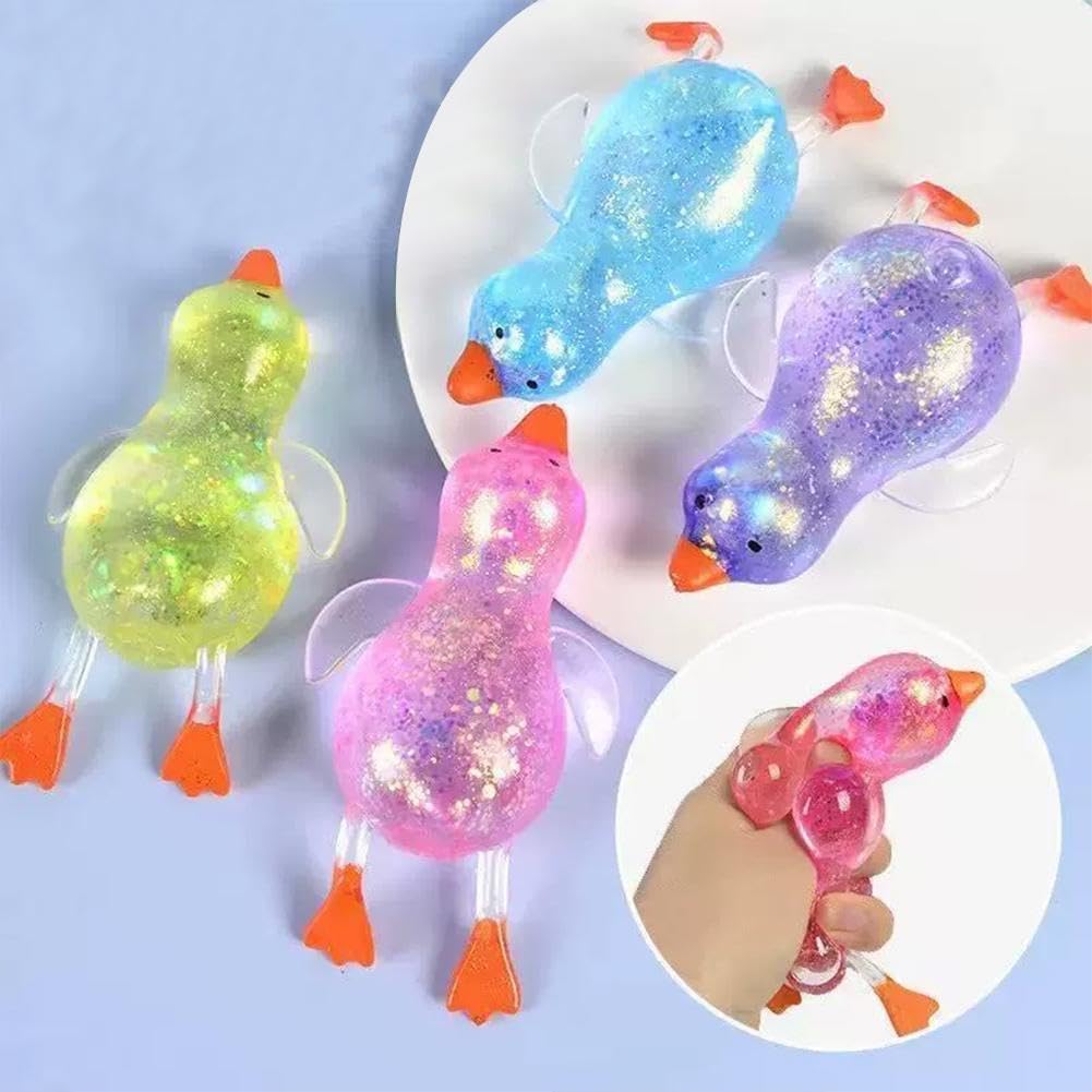 Glitter Duck Squeezes, Soft Cute Stress Relief Ball for Adults & Teens, Fun Decompression Duck Squishies Gift for Office Desk Party Favors Easter Basket Stuffer - Handy Cube