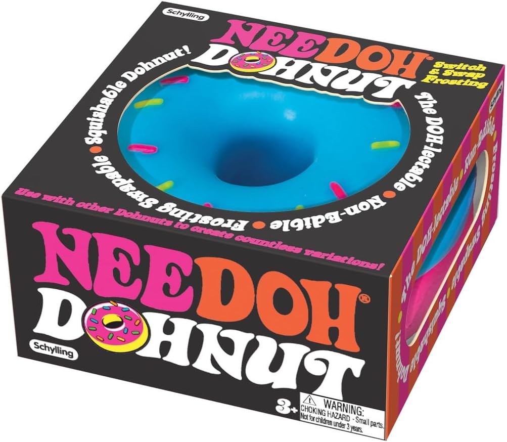 Schylling NeeDoh Dohnuts - Sensory Fidget Toy - Assorted Colors - Ages 3 to Adult (Pack of 1) - Satisfying Dessert Sensory