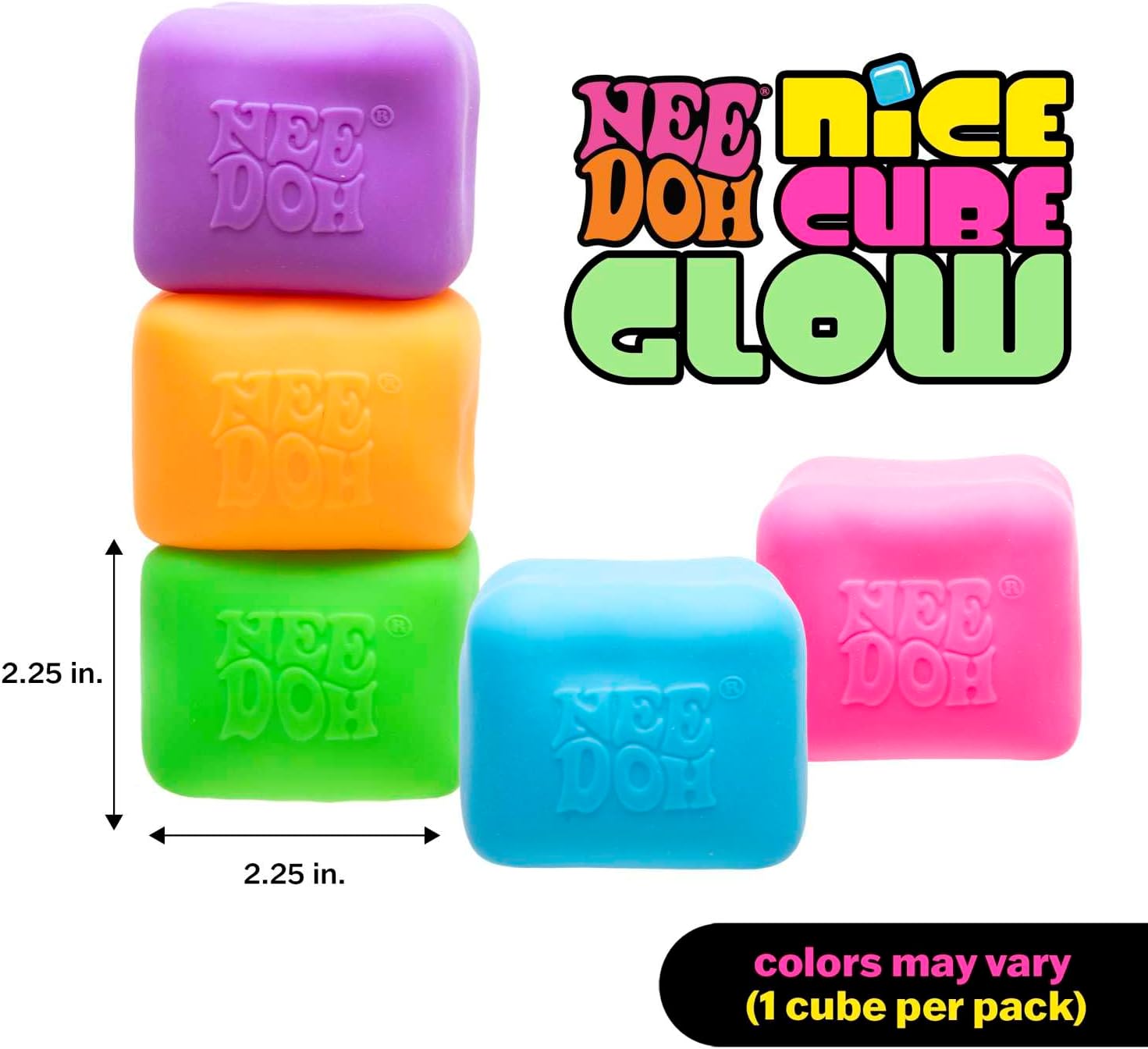 Schylling NeeDoh Nice Cube Glow - Squeeze Toy with a Super Solid Squish - Handy Sensory Cube