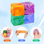 4Pcs Needoh-Nice Squishy Cube, Ice Cube Stress Relief Fidget Toys, Squeeze Doh Cube Squishy Fidget Toys for Kids Adults, Sensory Stress Balls for Autism Anxiety Relief (small) - Colorful Cube Squish