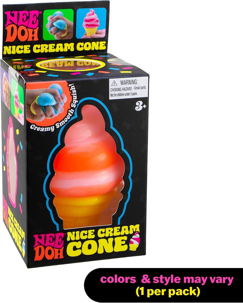 Needoh Nice Cream Cone - Sensory Squeeze Toy by Schylling - Smooth Cube Squish