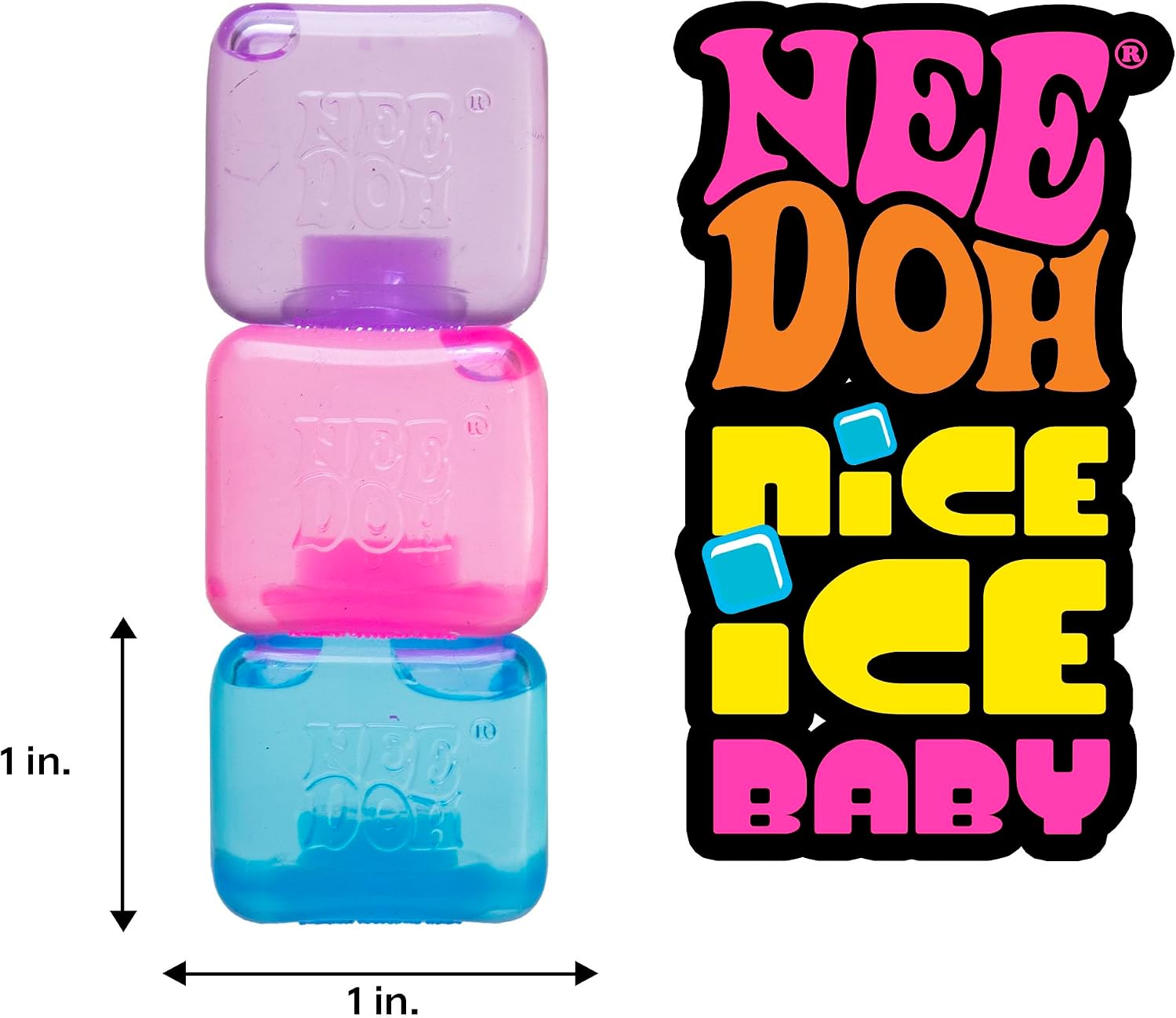 Schylling NeeDoh Nice Ice Baby 4 Pack - Sensory Squeeze Toy - 1.5" Cube - Colors May Vary - Cozy Cube Squish