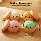 Dumpling Squishies Toy, Giant Glitter Dumpling, Colorful Dumplings Stress Balls Fidget Sensory Toy,Soft Squeeze Decompression Dough with Food Steamer, Stretchy Desk Toys (Purple) - Tactile Play Treat