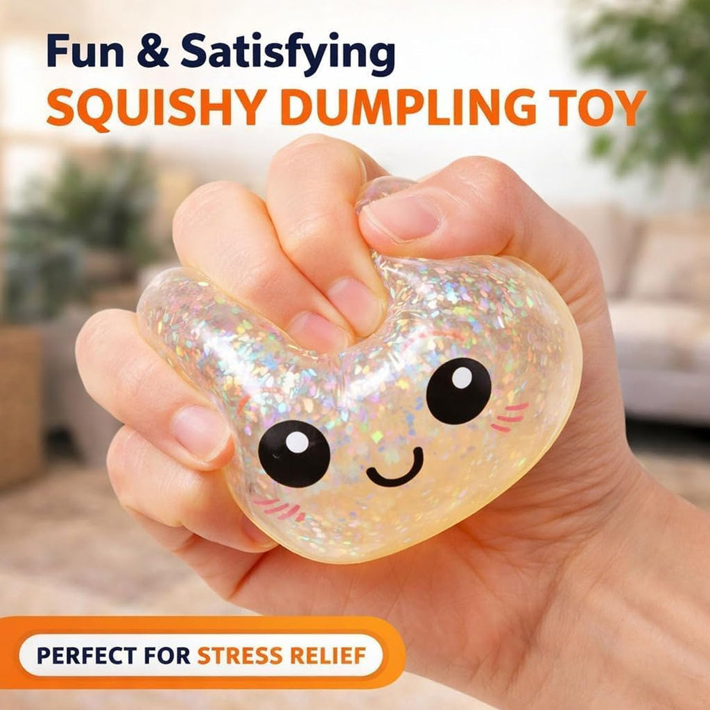 Dumpling Squishies Toy, Giant Glitter Dumpling, Colorful Dumplings Stress Balls Fidget Sensory Toy,Soft Squeeze Decompression Dough with Food Steamer, Stretchy Desk Toys (Purple) - Tactile Play Treat