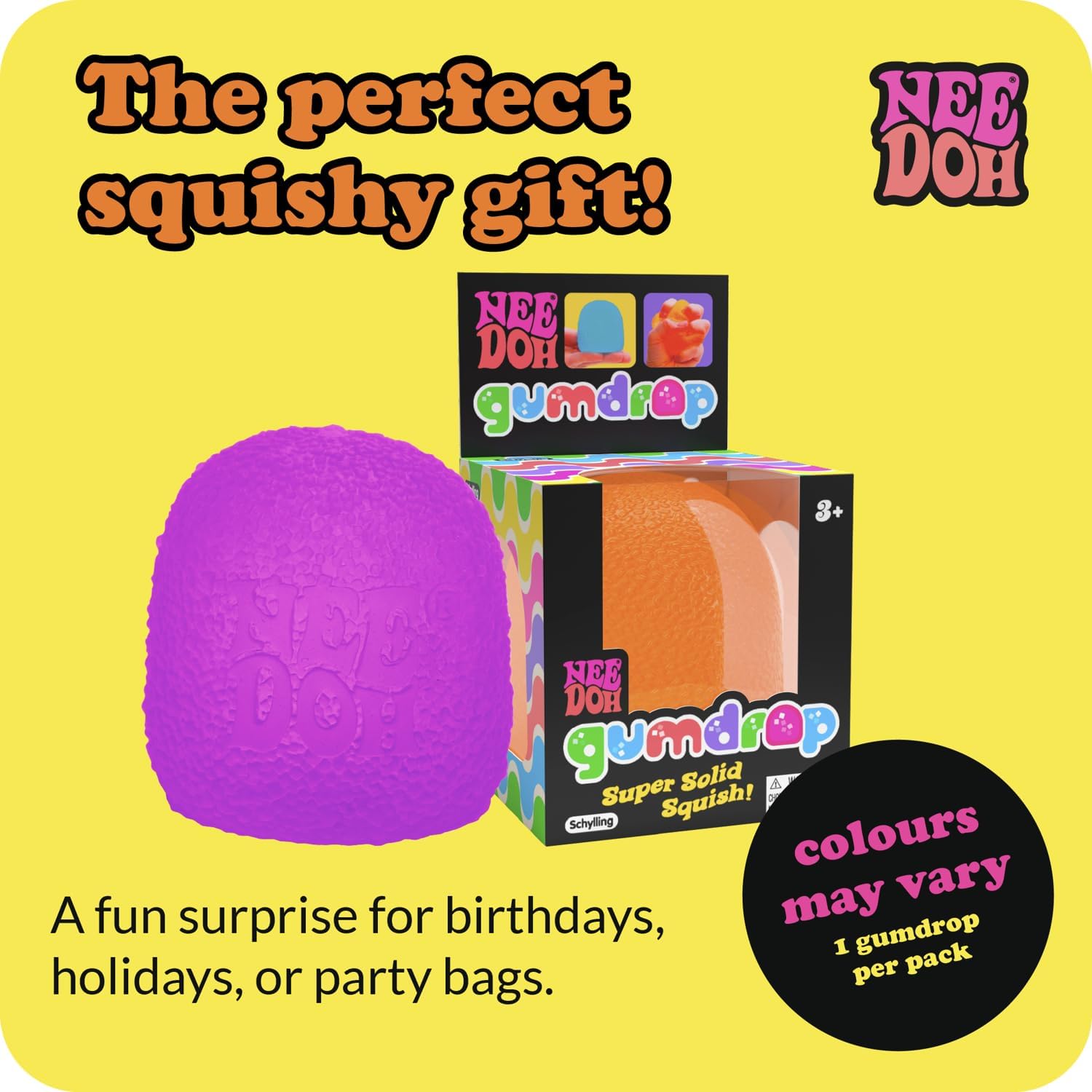 NeeDoh Gumdrop - Textured Sensory Toy with Super Solid Squish - Satisfying Treat Squish