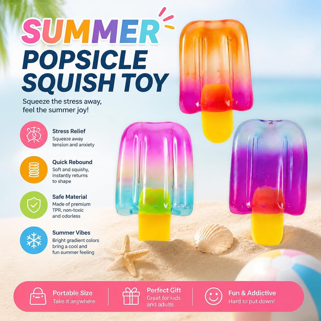 Ice Cream Squeeze Stress Relief Toy, Summer Sensory Stress Reduction & Anxiety Relief - Friendly Ice Squish
