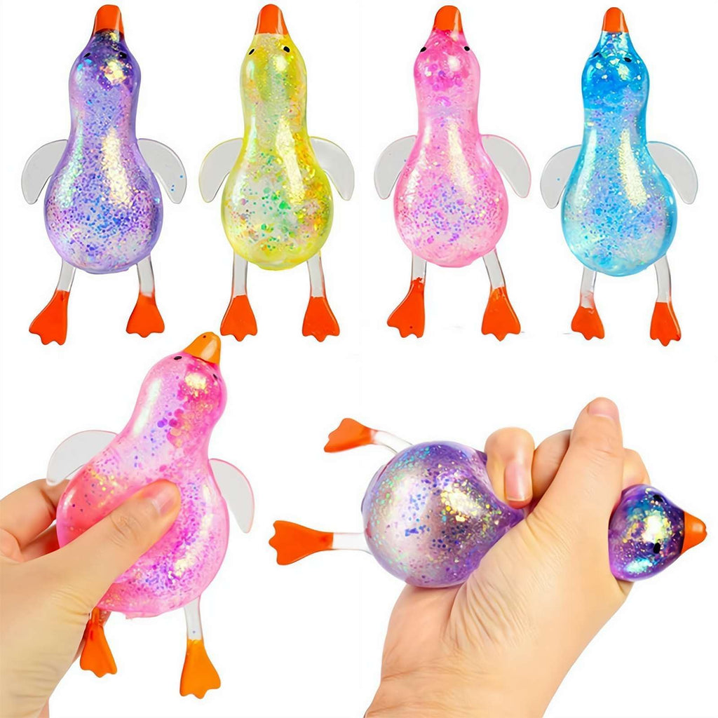 Glitter Duck Squeezes, Soft Cute Stress Relief Ball for Adults & Teens, Fun Decompression Duck Squishies Gift for Office Desk Party Favors Easter Basket Stuffer - Dreamy Cube