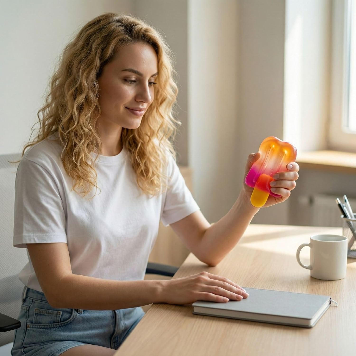 Ice Cream Squeeze Stress Relief Toy, Summer Sensory Stress Reduction & Anxiety Relief - Friendly Ice Squish