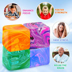 4Pcs Needoh-Nice Squishy Cube, Ice Cube Stress Relief Fidget Toys, Squeeze Doh Cube Squishy Fidget Toys for Kids Adults, Sensory Stress Balls for Autism Anxiety Relief (small) - Colorful Cube Squish