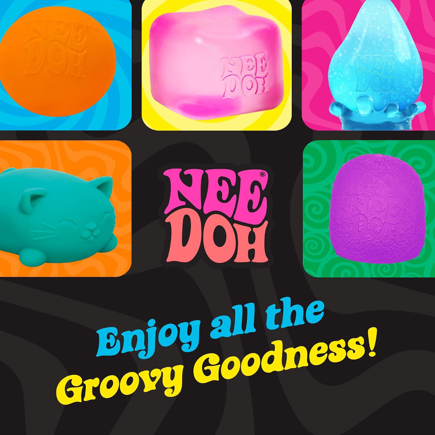 Schylling NeeDoh Nice Ice Baby 4 Pack - Sensory Squeeze Toy - 1.5" Cube - Colors May Vary - Handy Cube Squish