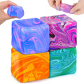 4Pcs Needoh-Nice Squishy Cube, Ice Cube Stress Relief Fidget Toys, Squeeze Doh Cube Squishy Fidget Toys for Kids Adults, Sensory Stress Balls for Autism Anxiety Relief (small) - Happy Desk Cube