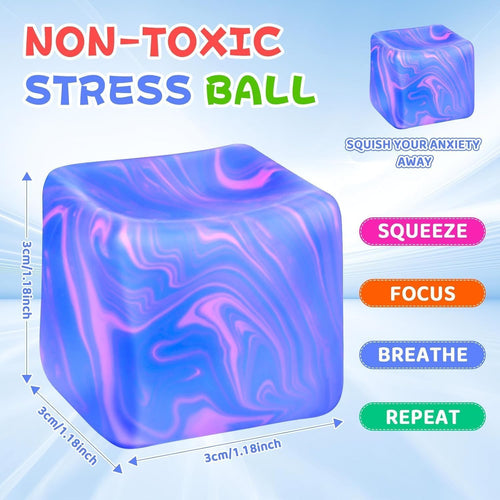 4Pcs Needoh-Nice Squishy Cube, Ice Cube Stress Relief Fidget Toys, Squeeze Doh Cube Squishy Fidget Toys for Kids Adults, Sensory Stress Balls for Autism Anxiety Relief (small) - Happy Desk Cube