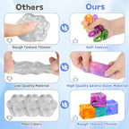 4Pcs Needoh-Nice Squishy Cube, Ice Cube Stress Relief Fidget Toys, Squeeze Doh Cube Squishy Fidget Toys for Kids Adults, Sensory Stress Balls for Autism Anxiety Relief (small) - Happy Desk Cube