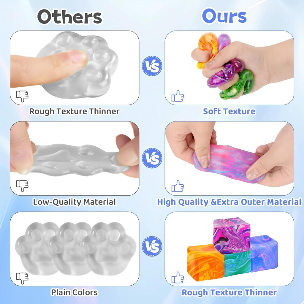 4Pcs Needoh-Nice Squishy Cube, Ice Cube Stress Relief Fidget Toys, Squeeze Doh Cube Squishy Fidget Toys for Kids Adults, Sensory Stress Balls for Autism Anxiety Relief (small) - Colorful Cube Squish