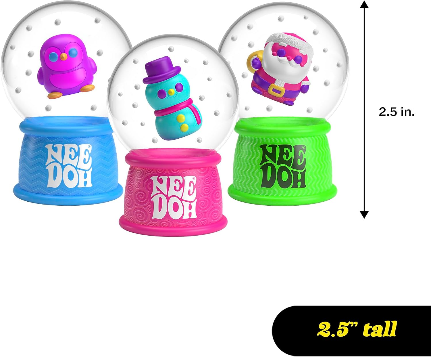 Schylling NeeDoh Squishmas Squish N' Snow Globes - Christmas Squeeze Toy - Assorted Colors - Ages 3 to Adult (Pack of 1) - Tactile Holiday Squish