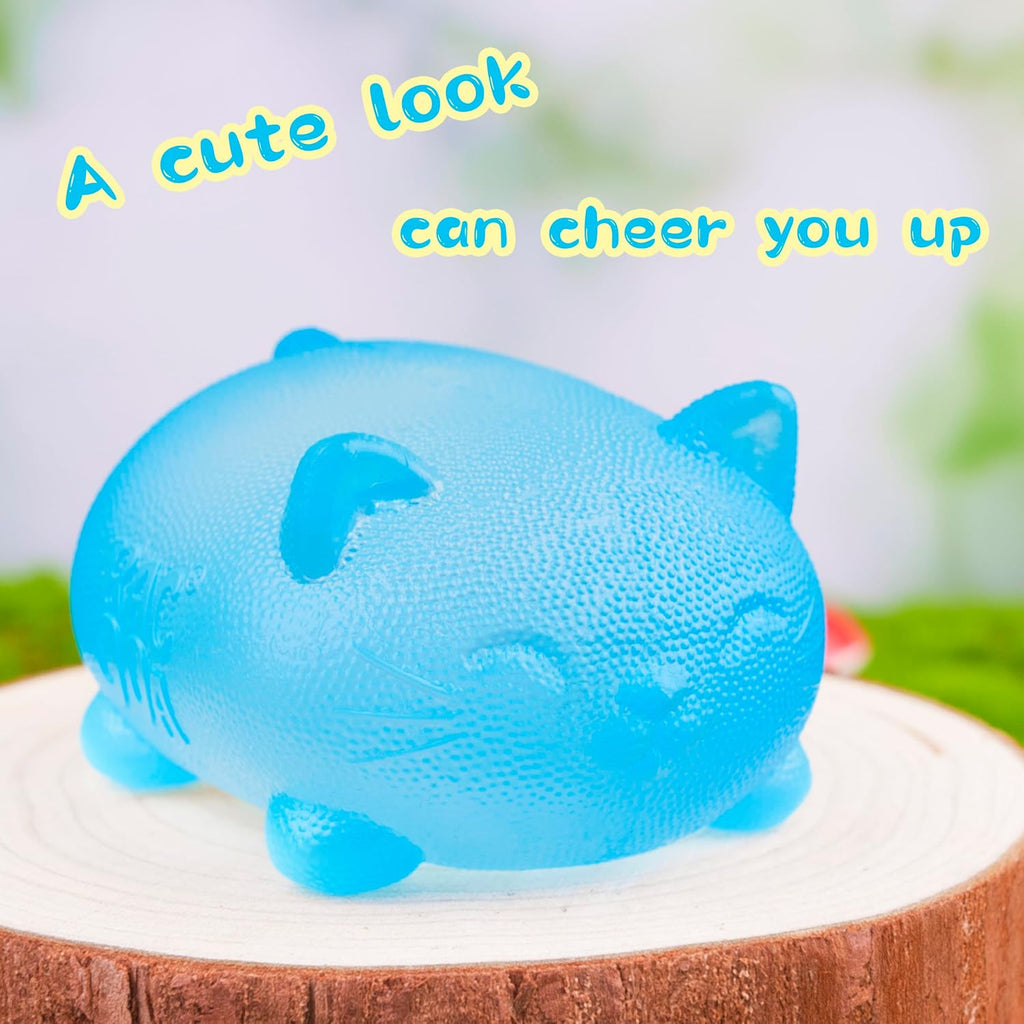 Stress Cat Toy, Sensory Fidget Toy, Sugar Filled Squishy Toys for Kids Stress Relief - High Density Squeeze Balls for Students Calming - Ultra-Soft Decompression Venting Toys - Tactile Animal Squish