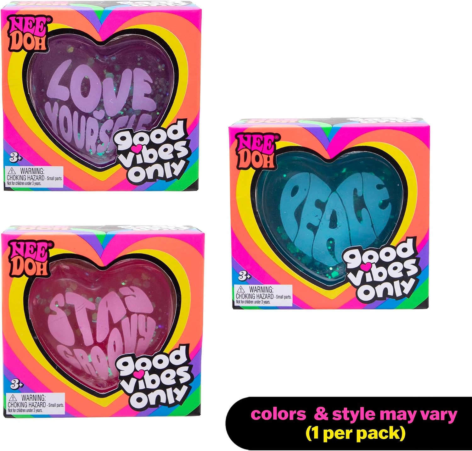 Schylling Needoh Good Vibes Only - Sensory Squeeze Toy - Colors May Vary (1 Per Pack) - Friendly Sensory Favorite