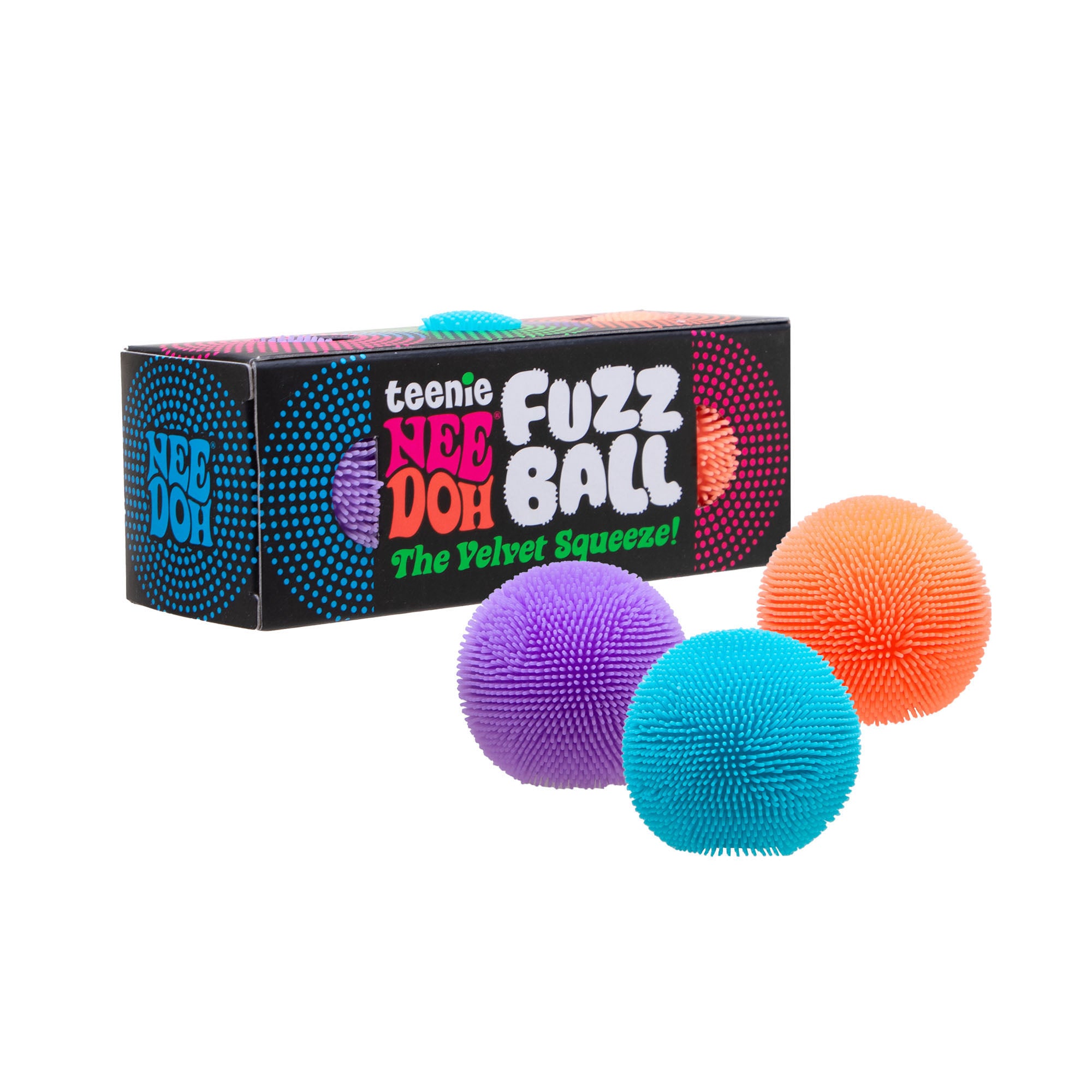 Schylling Teenie NeeDoh Fuzz Ball - Squeeze Toy with a Velvet Texture and Soft Cloud Squish - Bright Mini Squish